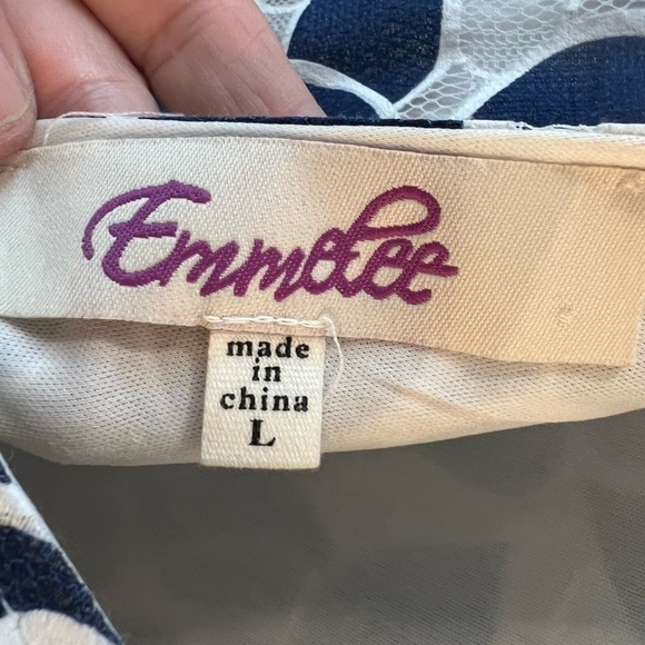 Emmelee Blue & White Floral Dress Size L - Picture 6 of 9